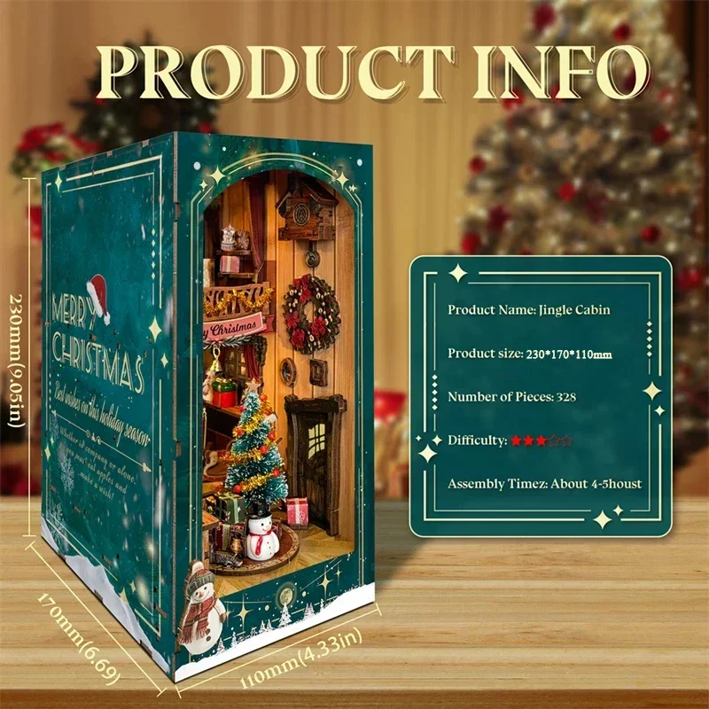 Merry Christmas DIY Wooden Boo - Diy Wooden Book Nook Kit Shelf Insert review and price