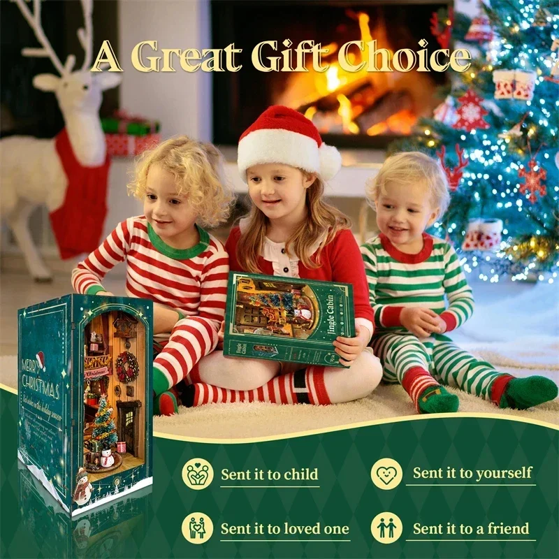 Merry Christmas DIY Wooden Boo - Diy Wooden Book Nook Kit Shelf Insert review and price