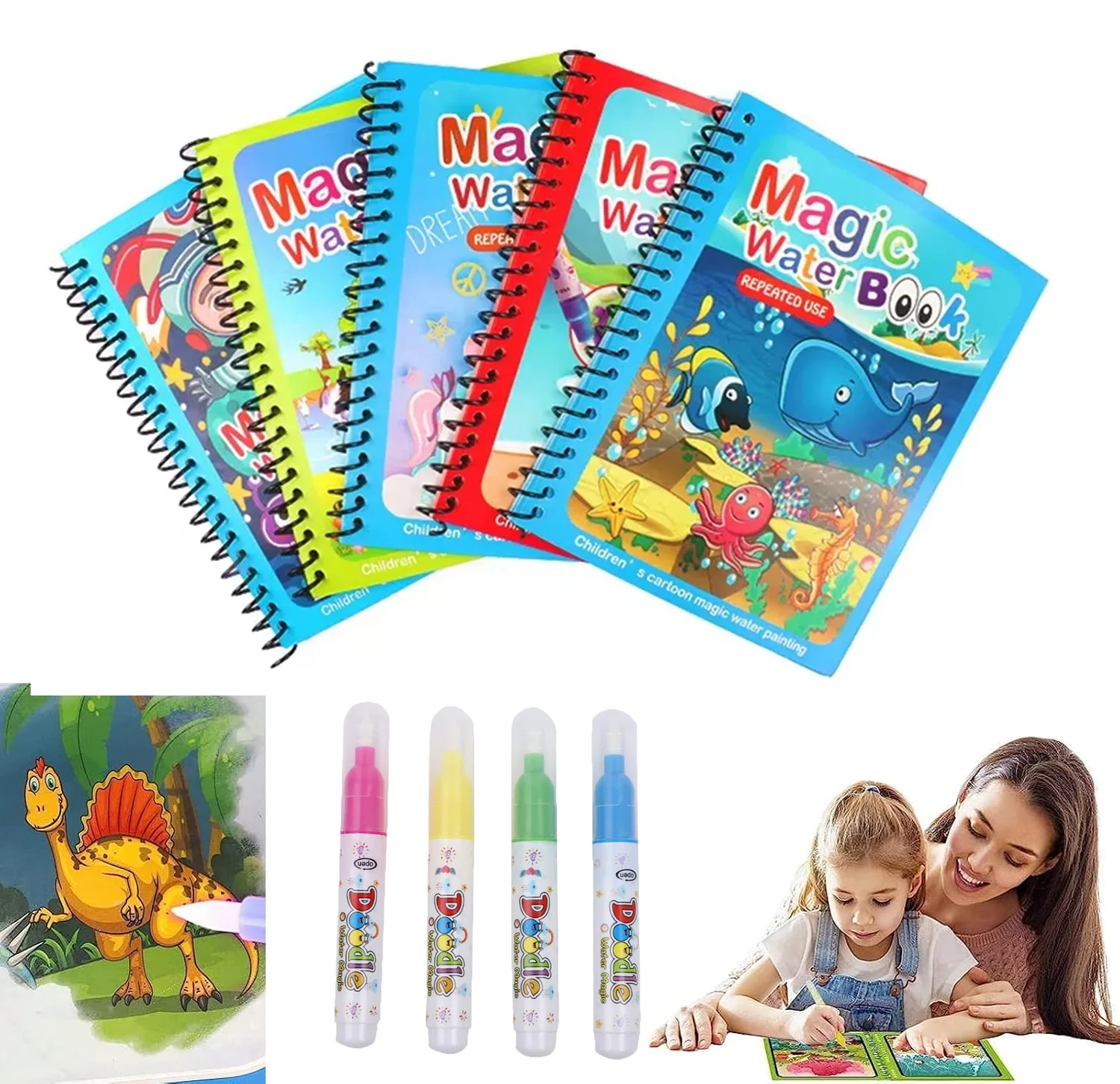 1PC Children Watercolor Painti - Reusable Water Magic Coloring Book review and price