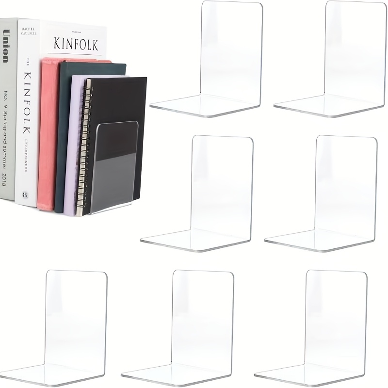 8pcs Clear Acrylic Bookends, L - Clear Acrylic Book Stand Holder review and price